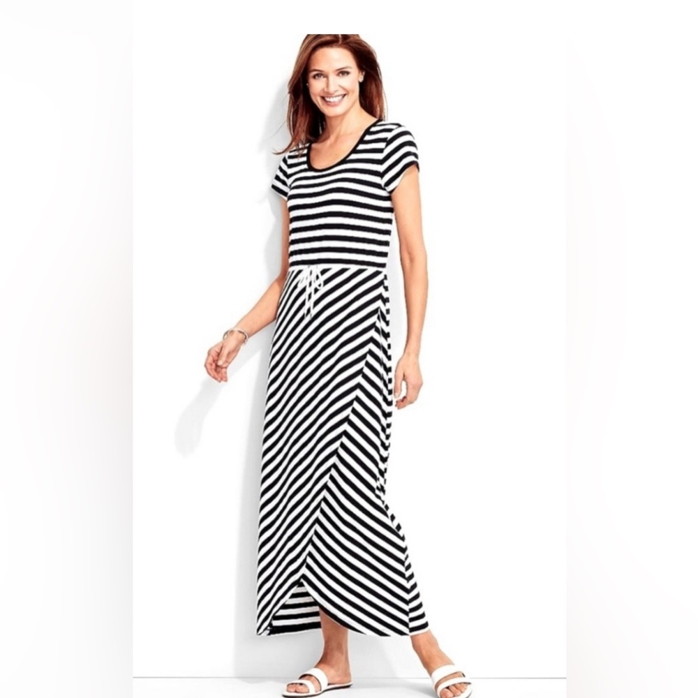 Talbots Black and White Striped Maxi Dress